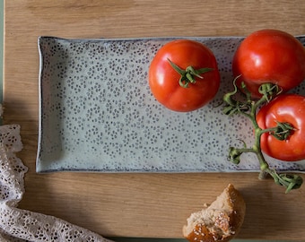 Keramik hellblau Servierplatte, Keramik hellblau Servierplatte, Keramik Schale, Keramik Tablett, Weihnachtsgeschenk, US DDP