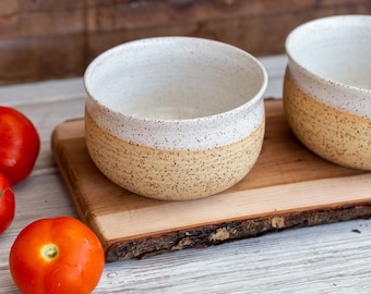 Ceramic white soup bowl set, SET OF TWO, Pottery cereal bowl set, Pottery white serving dish, Rustic bowl pottery, Housewarming gift