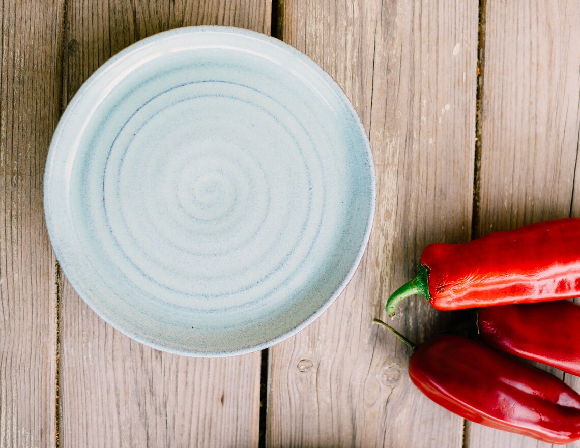 Ceramic Dessert Light Blue Plates Set SET OF FOUR Pottery Etsy