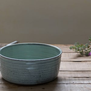 Handmade Ceramic Serving Bowl: Light Blue Pottery Baking Dish