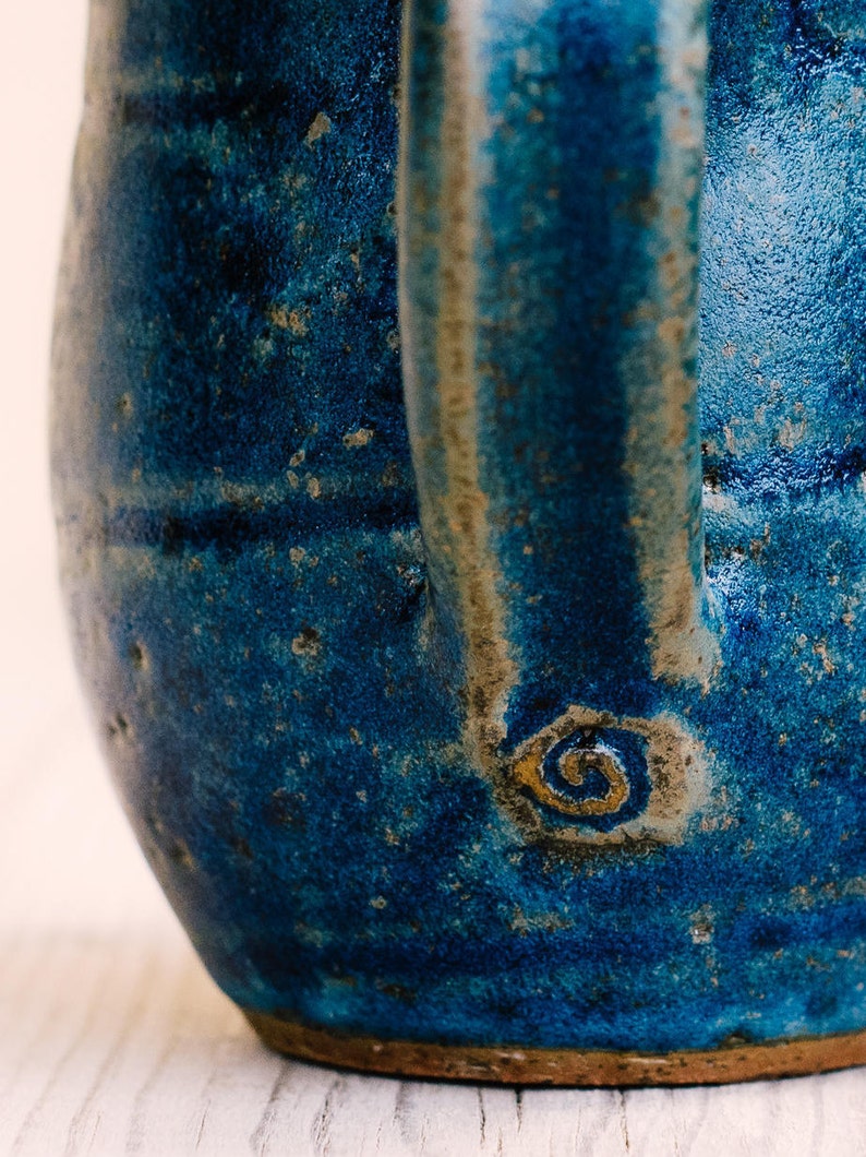 Ceramic blue coffee mug, Pottery blue tea mug, Pottery rustic cup, Gift for her, Coffee lovers gift, Gift for her, US DDP