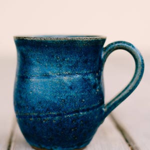 Ceramic blue coffee mug, Pottery blue tea mug, Pottery rustic cup, Gift for her, Coffee lovers gift, Gift for her image 2