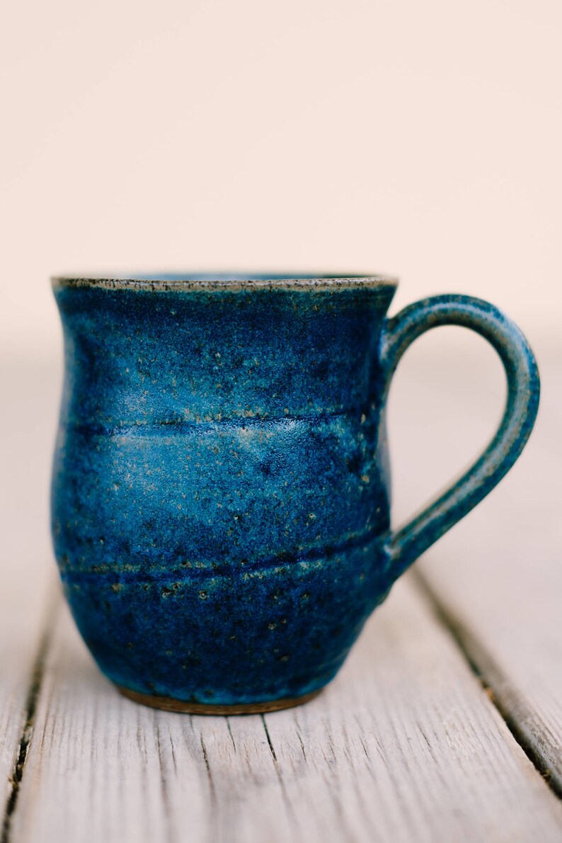 Ceramic blue coffee mug, Pottery blue tea mug, Pottery rustic cup, Gift for her, Coffee lovers gift, Gift for her, US DDP