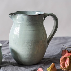 Grande brocca in ceramica azzurra, Grande brocca in ceramica, Grande brocca in ceramica, Contenitore per utensili azzurro, Grande vaso in ceramica, Regalo per le feste