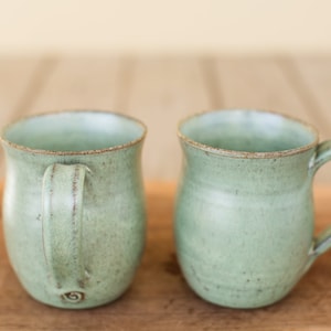 BIG 16oz pottery light green mug set handmade, Big ceramic mug set, Big ceramic coffee mug, Gift for him, SET OF 2