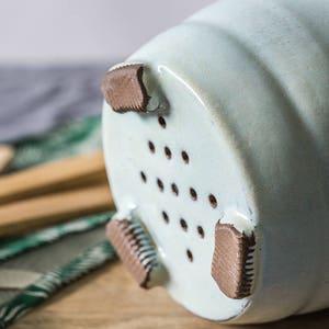 Big ceramic light blue utensil holder, Big pottery light blue utensils dish, Big ceramic container, Silverware Organizer image 6