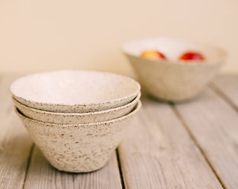 Pottery rustic palm white bowl, Ceramic soup bowl, Asian palm bowl, Ceramic ramen bowl, White ceramic serving dish, Pottery cereal bowls