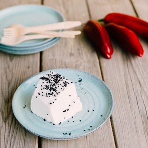 Ceramic dessert light blue plates set, SET OF 2, Ceramic serving dish set, Pottery dessert plates, Ceramic cake plates, Housewarming gift
