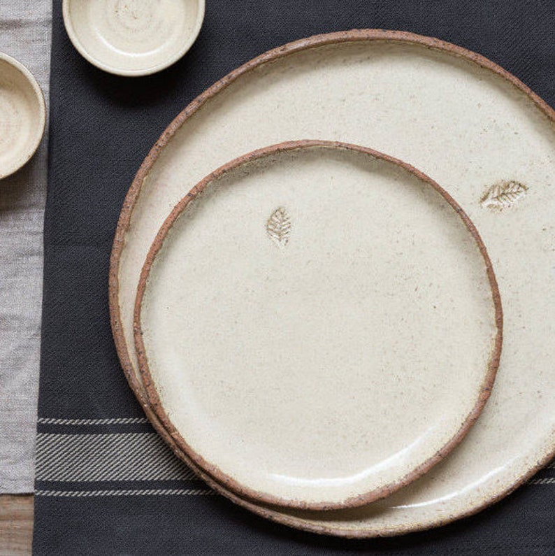 Ceramic Dessert Creamy White Plates Set Ceramic Serving Dish Etsy