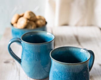 Ceramic turquoise mug handmade, Pottery mug, Pottery coffee mug handmade, Ceramic tea cup, Gift for her, Coffee lovers gift, US DDP