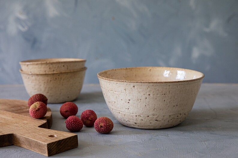 Ceramic white soup bowl set, Ceramic serving dish, Pottery rustic bowl set, Pottery serving dish, SET OF TWO, Gift for her, Gift for mom