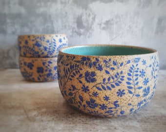 Big ceramic rustic bowl, Pottery handmade, Pottery blue bowl, Ceramic bowl set, Housewarming gift, Ceramic serving dish