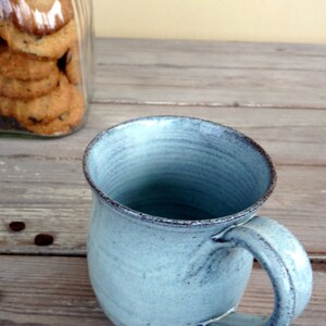 Pottery light blue mug set, SET OF 2, Pottery tea cup set, Ceramic coffee mug handmade, Coffee lovers gift, Ceramic light blue tea cup set image 6