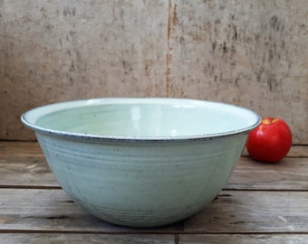 Pottery light blue bowl handmade, Ceramic medium sized bowl, Ceramic salad blue bowl, Pottery serving dish, Ceramic dinnerware, Gift for her