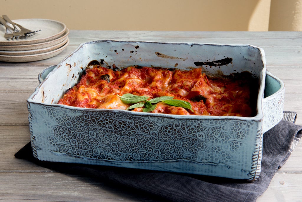 Big Pottery Lasagna Baking Dish Ceramic Light Blue Lasagna Etsy UK