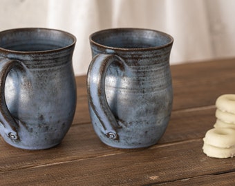 Big ceramic 19" unique blue mug, Large unique blue pottery mug handmade, Gift for her, Coffee lovers gift, Birthday gift, US DDP