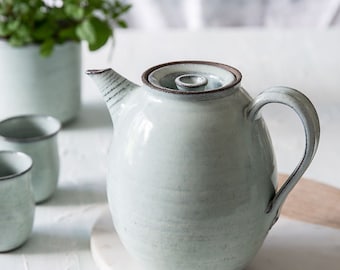 Big ceramic light blue teapot, Big pottery teapot, Housewarming gift, Tea lovers gift, Gift for her