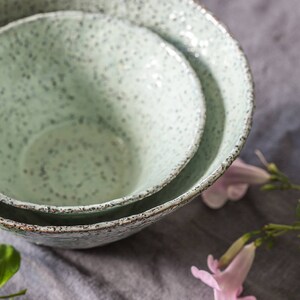 Ceramic light blue bowl, Ceramic light blue dish, Pottery salad bowl, Ceramic serving bowl, Pottery blue bowl, Ceramic bowl set image 3