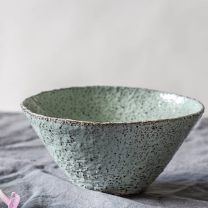 Ceramic light blue bowl, Pottery serving dish, Light blue pottery salad bowl, Pottery rustic bowl, Gift for her, Mother&#39;s day gift