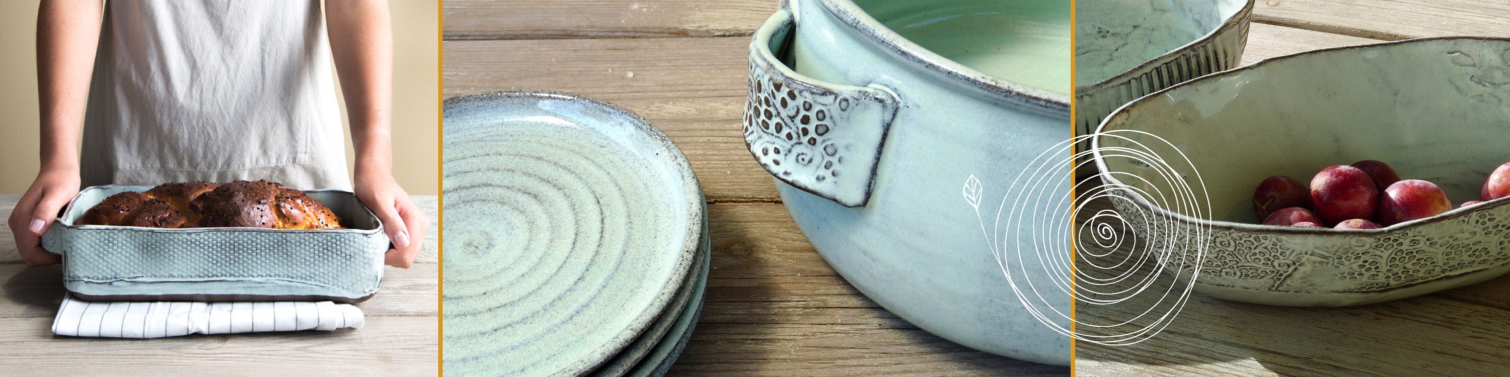 MASTER CERAMICS Sarry 4点セット　希少　陶器 Hissan.pottery-R（ヒッサンポッタリー）再生陶器 深ボウル 16CM