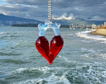 Anatomical Heart Pendant - Anatomical Red glass heart pendant - Heart Necklace - Blown Glass Heart - Glass Pendant - Valentines Day Necklace