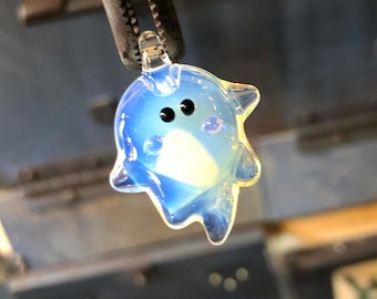 Borosilicate Glass Ghost Pendant: Sterling Silver, Heady Glass Art