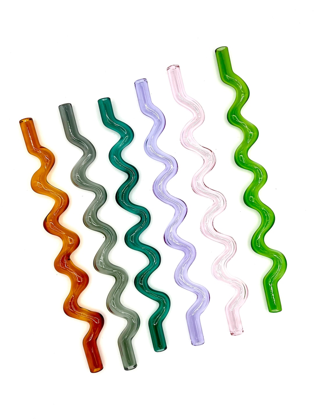 Wave Glass Blown Straw Enviro Straw Glass Art Straw Borosilicate Glass