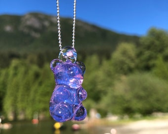 Smol Neo Opal Glass Gummy Bear Pendant - Borosilicate Glass Gummy Bear pendant - Gummy Bear Necklace - Blown Glass Gummy Bear -