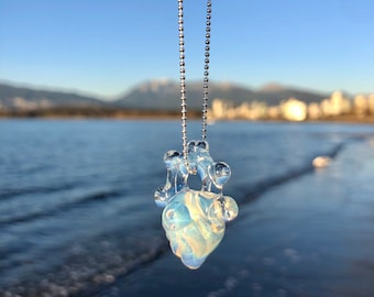 Anatomical Heart Pendant - clear glass Anatomical pendant - Heart Necklace - Blown Glass Heart - Heady Glass Pendant