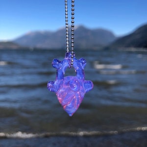 Anatomical Heart Pendant - Anatomical Pink Slyme pendant - Heart Necklace - Blown Glass Heart - Heady Glass Pendant