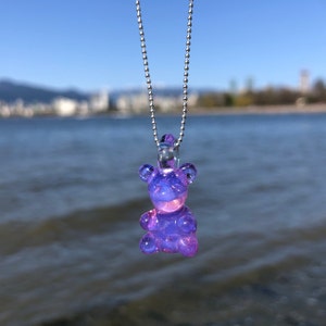 Pink Slyme Glass Gummy Bear Pendant - Borosilicate Glass Gummy Bear pendant - Gummy Bear Necklace - Blown Glass Gummy Bear