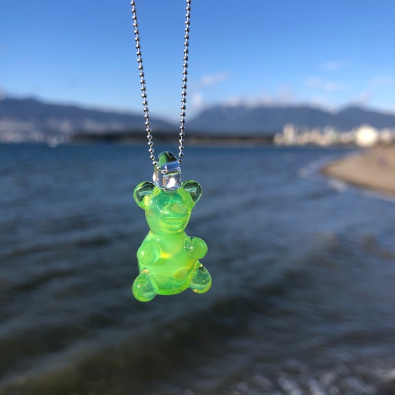 Slyme Green Gummy Bear Pendant Borosilicate Glass Gummy Bear Gummy