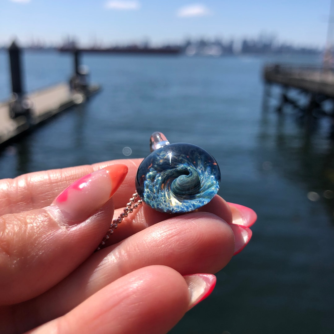 Mini Ocean Pendant Ocean Necklace Wave Necklace Heady Glass Pendant