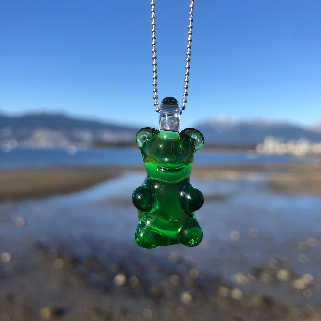 Crippy Green Gummy Bear Pendant Borosilicate Glass Gummy Bear Gummy Bear Necklace Blown Glass Gummy Bear Cute Heady Glass Etsy Canada