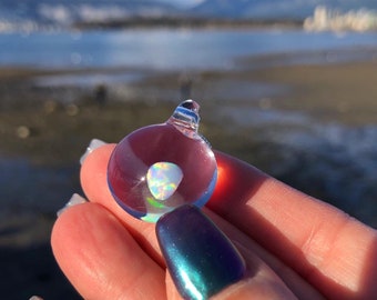Borosilicate Glass Opal Pendant: Handmade Ocean Necklace