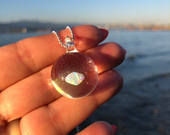 Glass Opal Pendant - Ocean Necklace - Opal Necklace - jewelry - Heady Glass Opal - Borosilicate Opal Pendant - Glass Art