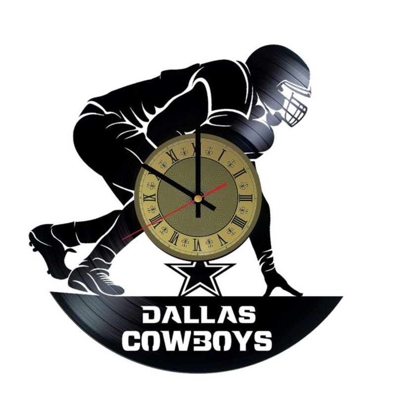 Cowboys Football Team Vinyl Wall Clock Gifts Christmas Birthday For Fans Home Kids Living Room Nursery Wall Decor Wall Art Handmade