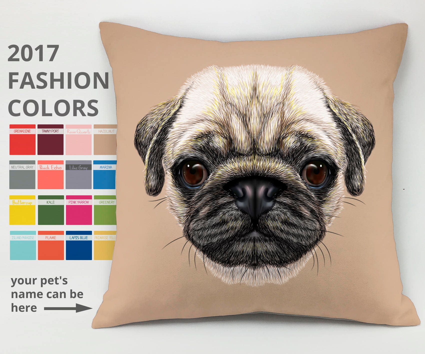 Pug pillow case pet lover gift animal pillow pug cushion pug Etsy