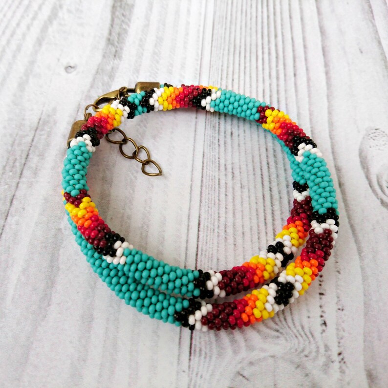 Thin Native American Indian Inspired beaded choker necklace Etsy