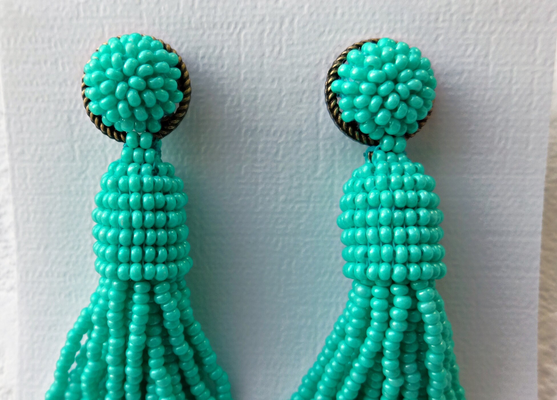 Turquoise tassel earrings Stud tassel earrings Long short | Etsy