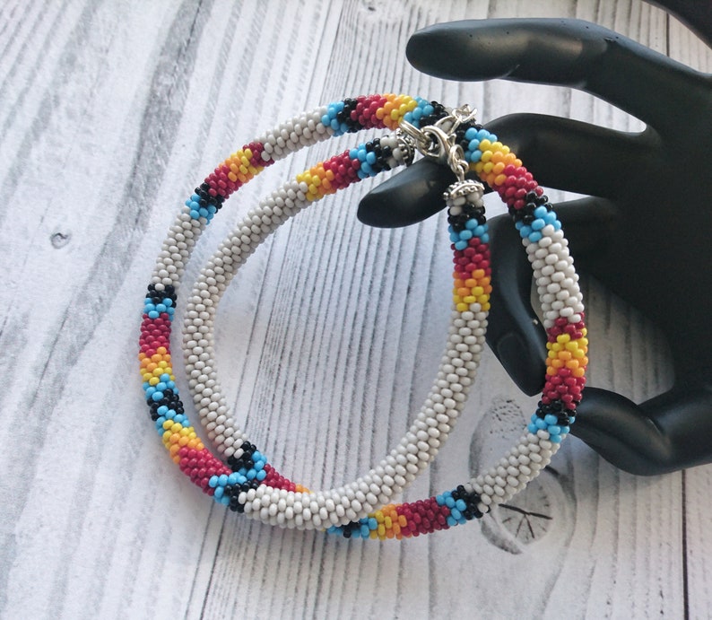 Native American inspired beaded necklace Bead crochet rope Etsy