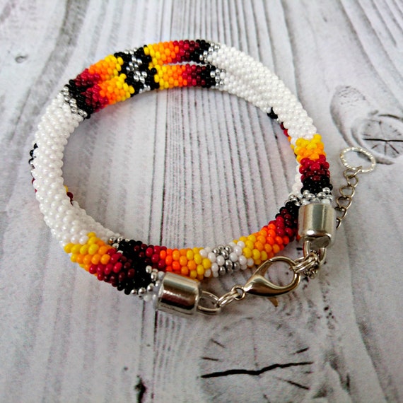 Red And Yellow Seed Bead Native American Style Inspired Seed Beaded Choker Patterned Handmade Personalized Delicate Costume Fashion Unique Partywear Choker Handicraft Necklace for Women El Allure Dark Brown