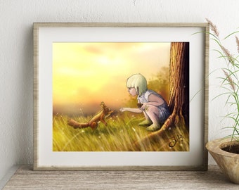 Kids room decor - Woodland Nursery Art - Kids room poster - Squirrell - Kids room decor - Childrens room art - Nature wall art for kids