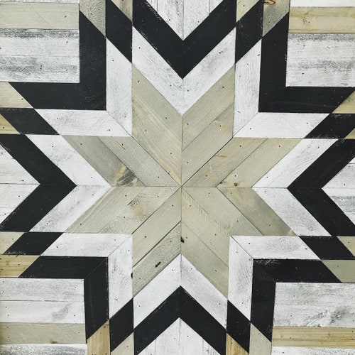 Black white shops and grey wood painted sign, Barn quilt, wooden barn quilt, wood barn quilt,