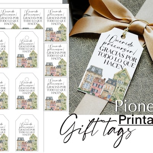 Pioneer Cadeaukaartje Spaanse pioniers, sticker bedrukbaar. Bedankt Pioneer-cadeau, digitaal downloadbriefpapier