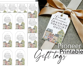 Pioneer Gift tag Spanish pioneers, sticker printable. Thank you Pioneer gift, digital download stationery