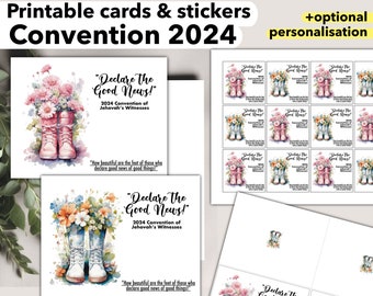 JW card convention 2024, declare the good news, personalised with personalisation encouraging card, printable sympathy cards encouragement