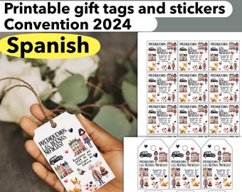 Convention 2024 Spanish Gift tag printable, JW, declare the good news, stickers printable.  JW card digital download stationery