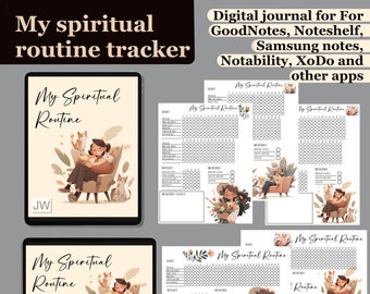 Spiritual tracker JW journal, spiritual tracking digital notebook. GoodNotes, Samsung notes, notability, iOS Android personal study