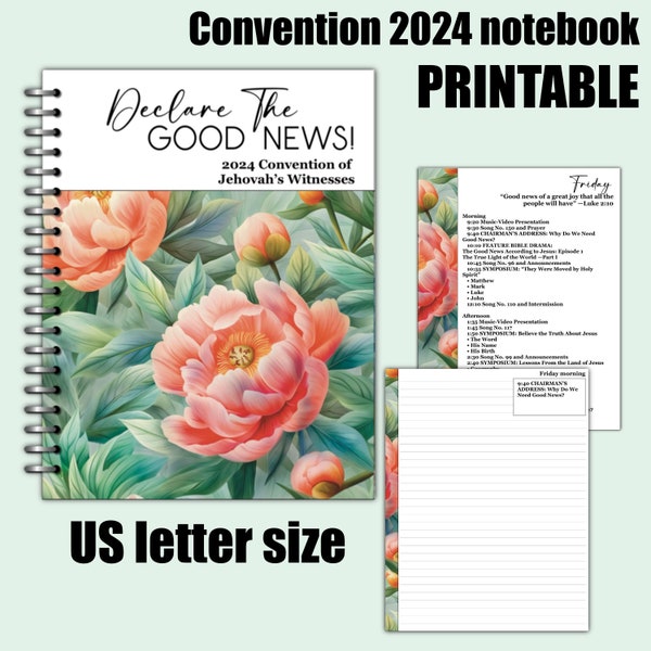 JW Convention printable Notebook 2024. Declare good news stationary notebook digital download, diy journal